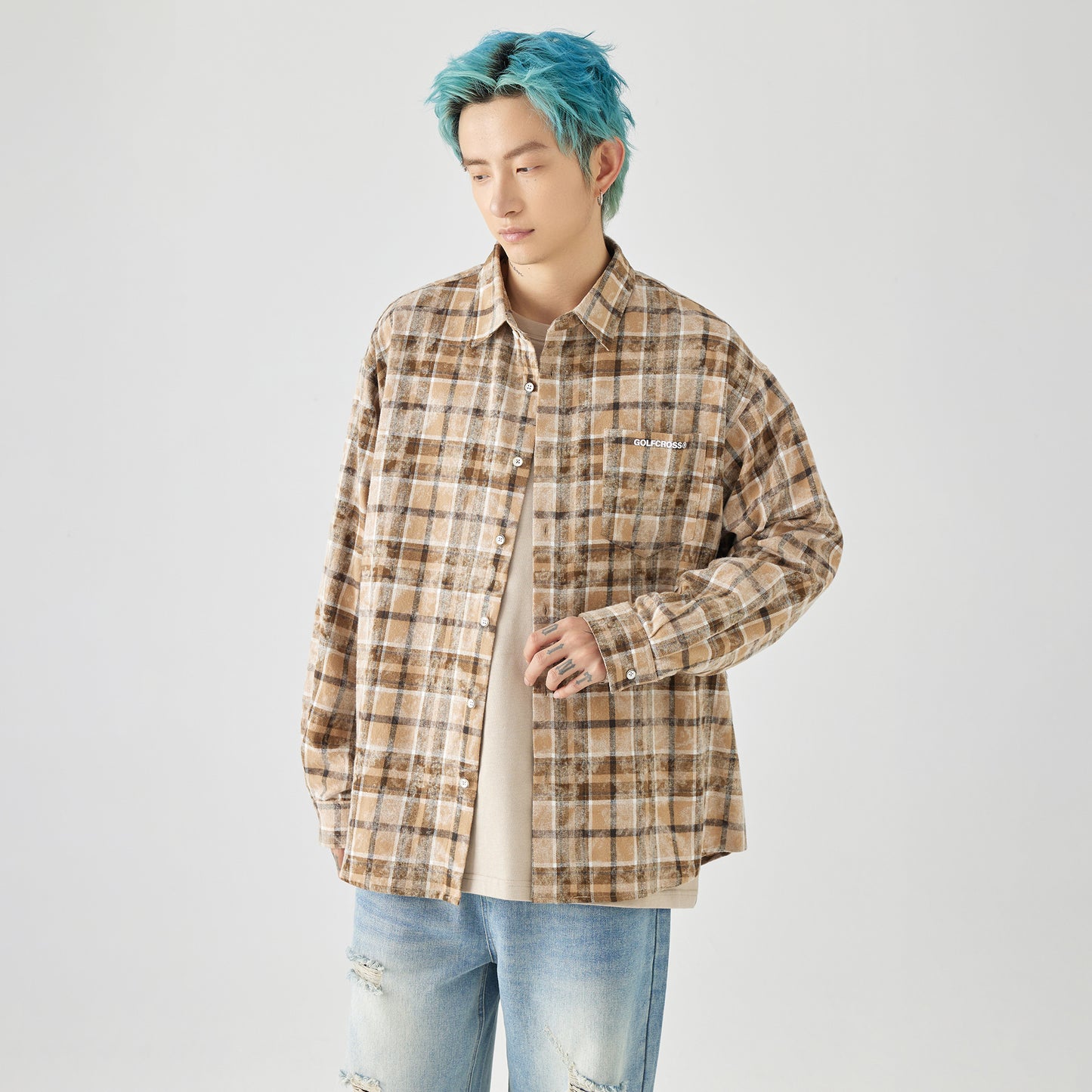 Golfkross Amerika retro to'qnashuvi tasodifiy yubka uzun yengli ko'ylak ko'ylagi juftlik modellari