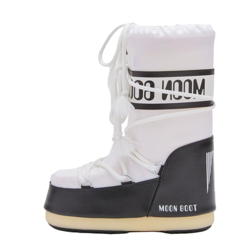 Moon boot colour blocking top drawstring anti-slip waterproof warm snow boots black white children's