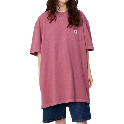 Carhartt wip logotipi ekipaj bo'yinbog'i bo'yinbog'li kalta yengli ayollar futbolkasi qizil