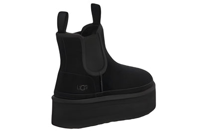 Ugg neumel cow suede casual comfort thick sole short chelsea boots women's black