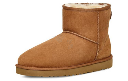 Ugg classic mini овчина теплые мягкие короткие снежные сапоги мужские каштанового цвета