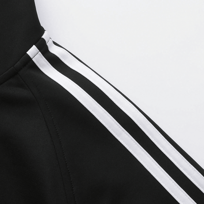 Adidas полосатый дизайн полный молнии куртка куртка среднего роста брюки повседневный спортивный костюм мужчины и женщины с теми же моделями - Boxette Shop
