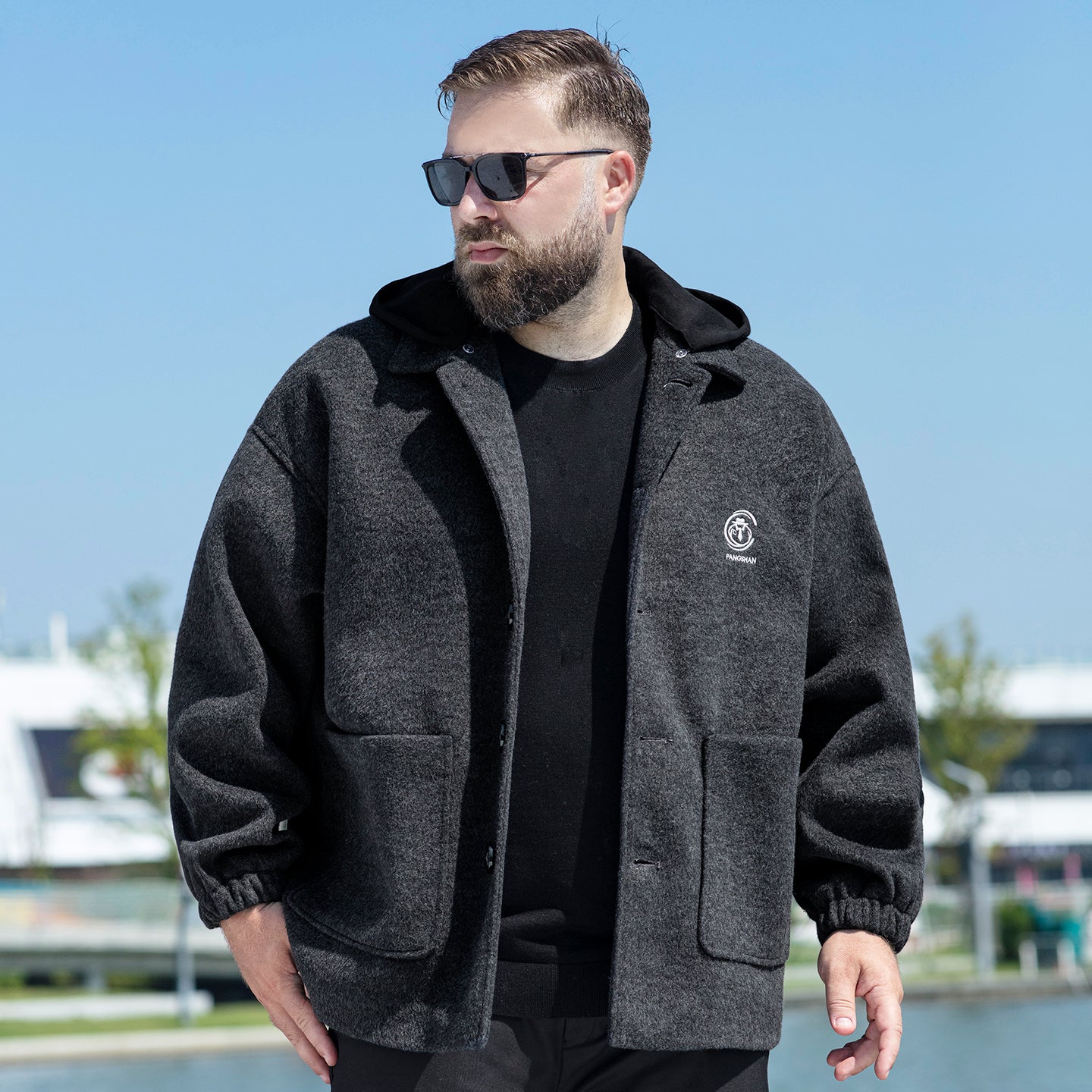 Baisheng tulki bitta ko'krakli katta yards erkaklar qishki semiz bo'sh yelkali kundalik ko'ylagi tvid palto erkaklar modellari