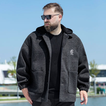 Baisheng tulki bitta ko'krakli katta yards erkaklar qishki semiz bo'sh yelkali kundalik ko'ylagi tvid palto erkaklar modellari