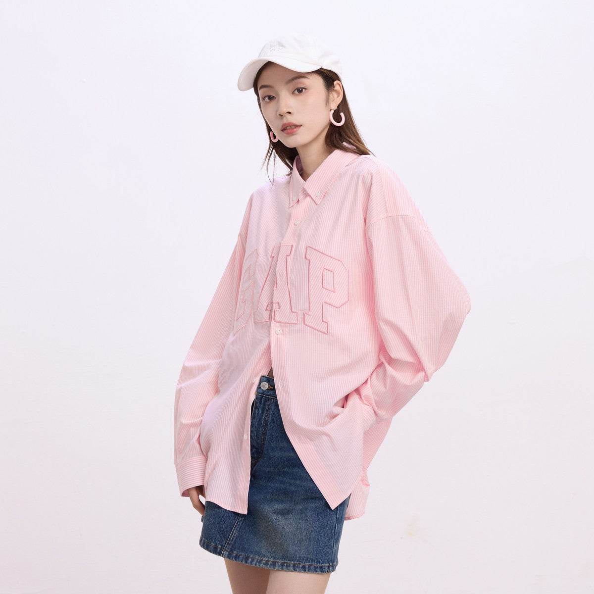Рубашка Gap Long Sleeve Logo Stripe Shirt - Boxette Shop