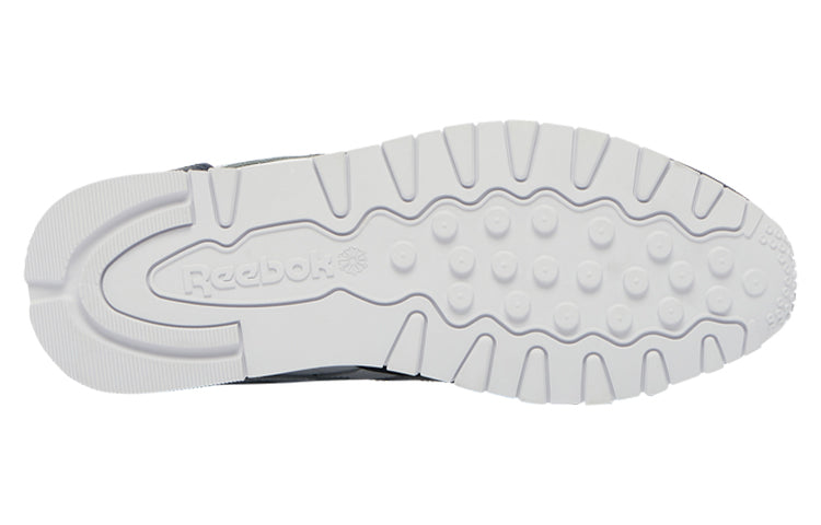 Reebok classic leather low top running shoes men's blue white