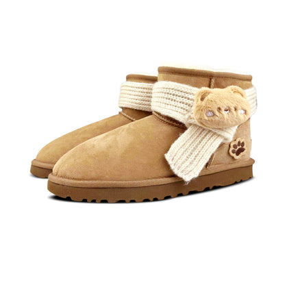 Ugg classic mini овчина теплая бровь gege плюшевый коричневый медведь мягкий липкий теплый зима милый удобный случайный короткие теленка снег сапоги женщины каштановый