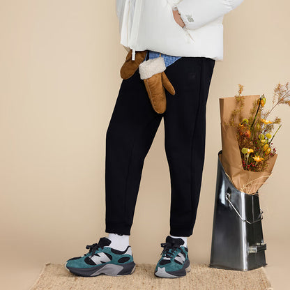 Ayollar uchun New Balance Solid Color Dantelli Modali Ko'p qirrali Trikotaj Sweatpants Qora