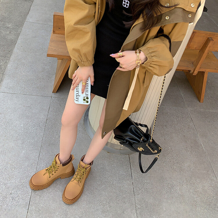 Balletcat воловьей кожи шнуровка рабочая одежда модные личности высота увеличить удобные модные тенденции сто теплый короткий мартин сапоги 5 см женщина