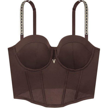 Victoria's secret victoria's secret colour block comfort rhinestone straps shapewear women's coffee brown - Boxette Shop