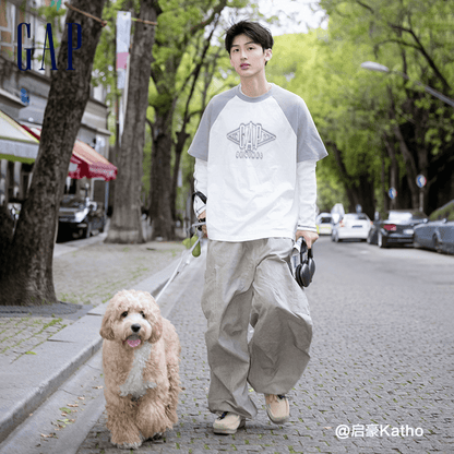 Gap urban casual collection хлопковая футболка с плечевым швом и круглым вырезом с коротким рукавом мужские и женские футболки - Boxette Shop