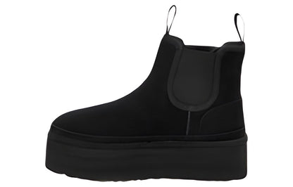 Ugg neumel cow suede casual comfort thick sole short chelsea boots women's black
