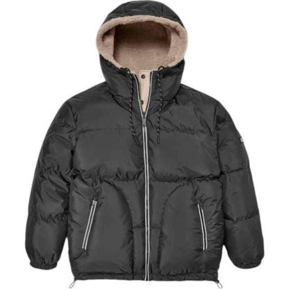 Ugg с капюшоном обратимый сплошной цвет молнии с длинным рукавом куртка куртка женская черная