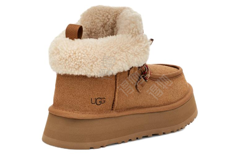 Ugg funkarra funkarra comfort round toe heel 4cm short boots women's chestnut