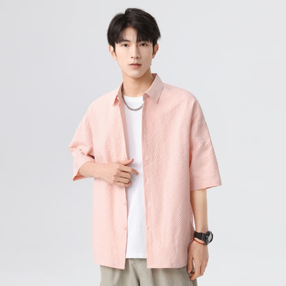 Igoi Amerika tekis rangli oddiy asosiy modellar bo'shashgan yagona ko'krakli teksturali yelkada erkin his qiluvchi oddiy yuzta tekis kalta yengli ko'ylaklar bir xil modeldagi erkaklar va ayollar