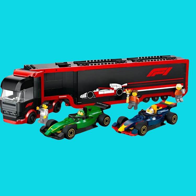 Конструктор LEGO Грузовик с гоночными автомобилями Red Bull RB20 и Aston Martin AMR24 F1 (60445) - Boxette Shop