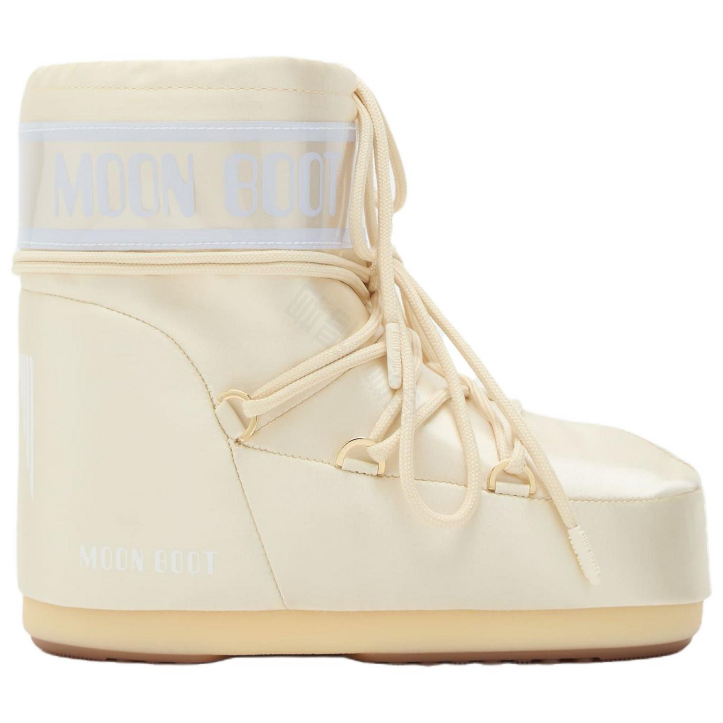 Moon boot icon tube cross lace round toe short snow boots unisex ivory