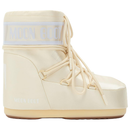 Moon boot icon tube cross lace round toe short snow boots unisex ivory