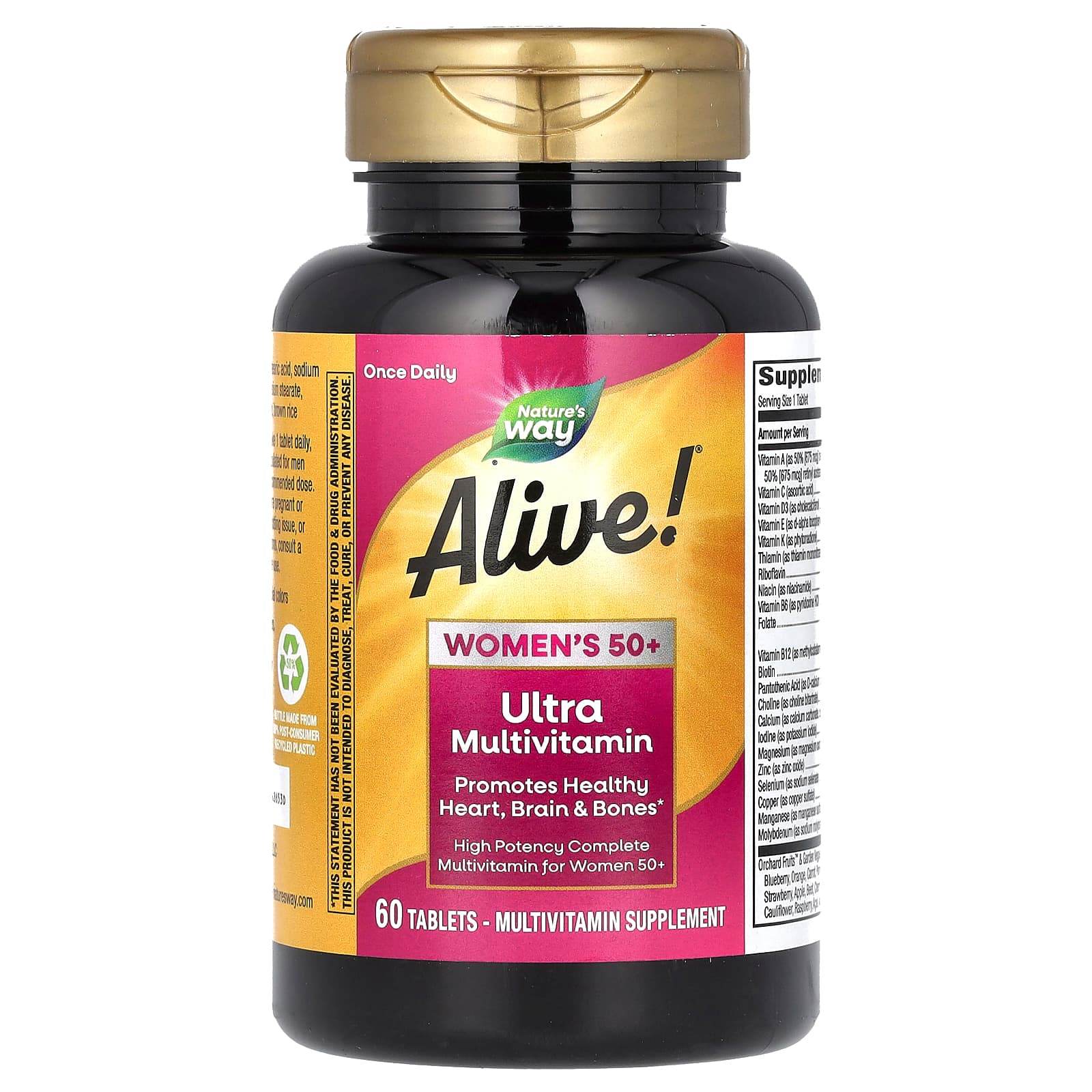 БАД Nature's Way Alive!, ультрамультивитамины для женщин старше 50 лет, 60 таблеток - Boxette Shop