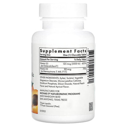 БАД Michael's Health, витамин D3, K2, вкус абрикоса, 90 жевательных таблеток - Boxette Shop