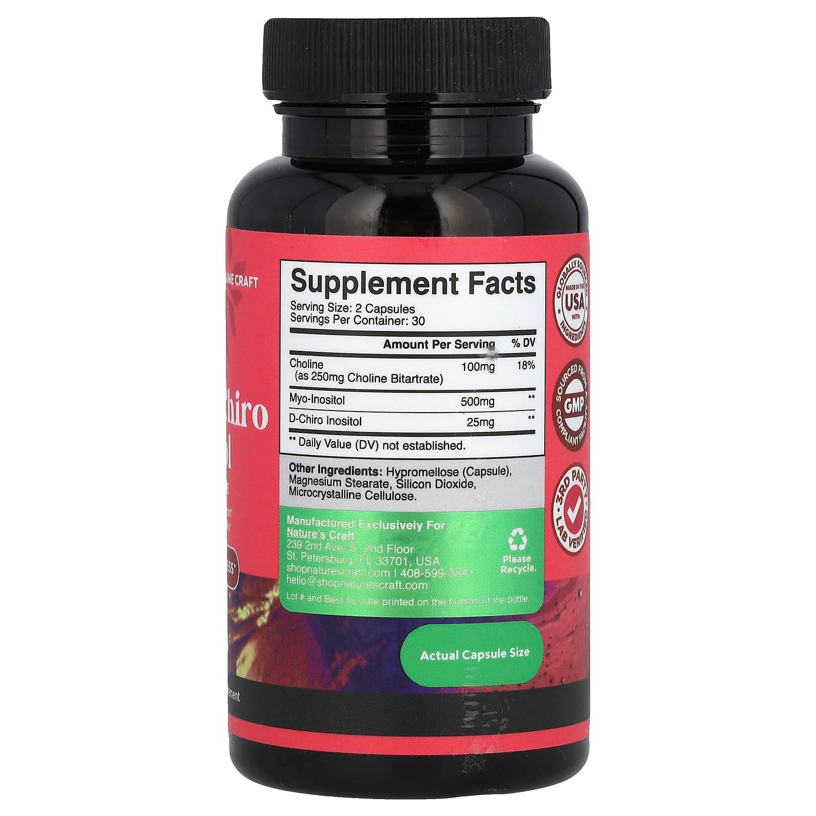 БАД Nature's Craft, Мио и D-хиро-инозит с холином, 60 капсул - Boxette Shop