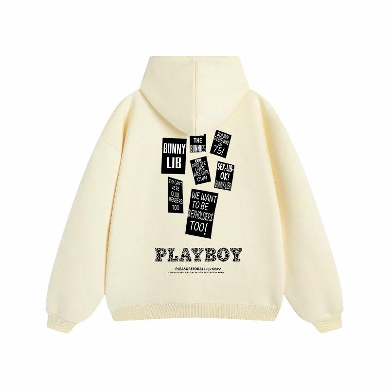 Erkaklar va ayollar uchun Playboy letter print bo'sh tasodifiy kaputi