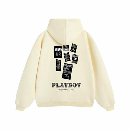 Erkaklar va ayollar uchun Playboy letter print bo'sh tasodifiy kaputi