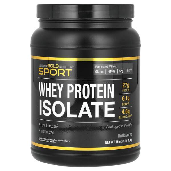 Спортивное питание California Gold Nutrition Sport, изолят сывороточного протеина, 454 г - Boxette Shop