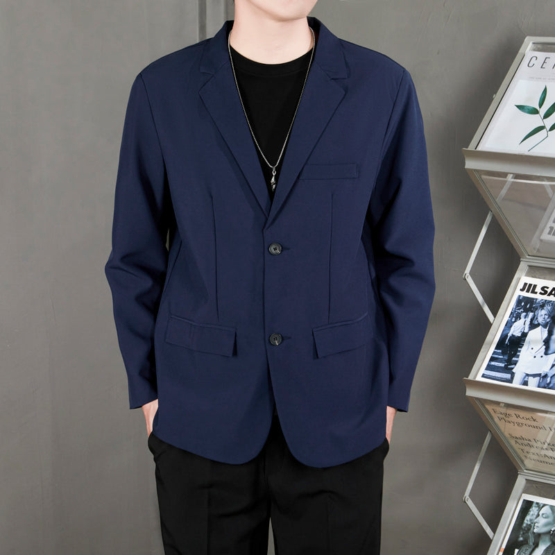 Ofisga qarshi engil hashamatli moda tasodifiy chiroyli bo'sh Gonkong uslubidagi gangster chiroyli ko'ylagi universal koreys versiyasi trendi uzun yengli kostyum erkaklar modellari
