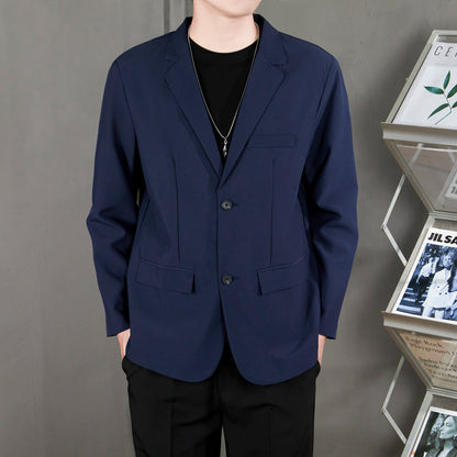 Ofisga qarshi engil hashamatli moda tasodifiy chiroyli bo'sh Gonkong uslubidagi gangster chiroyli ko'ylagi universal koreys versiyasi trendi uzun yengli kostyum erkaklar modellari