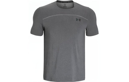 Under armour ua rush vanish elite american vintage back letter print sports crew neck short sleeve t-shirt men's rhino grey