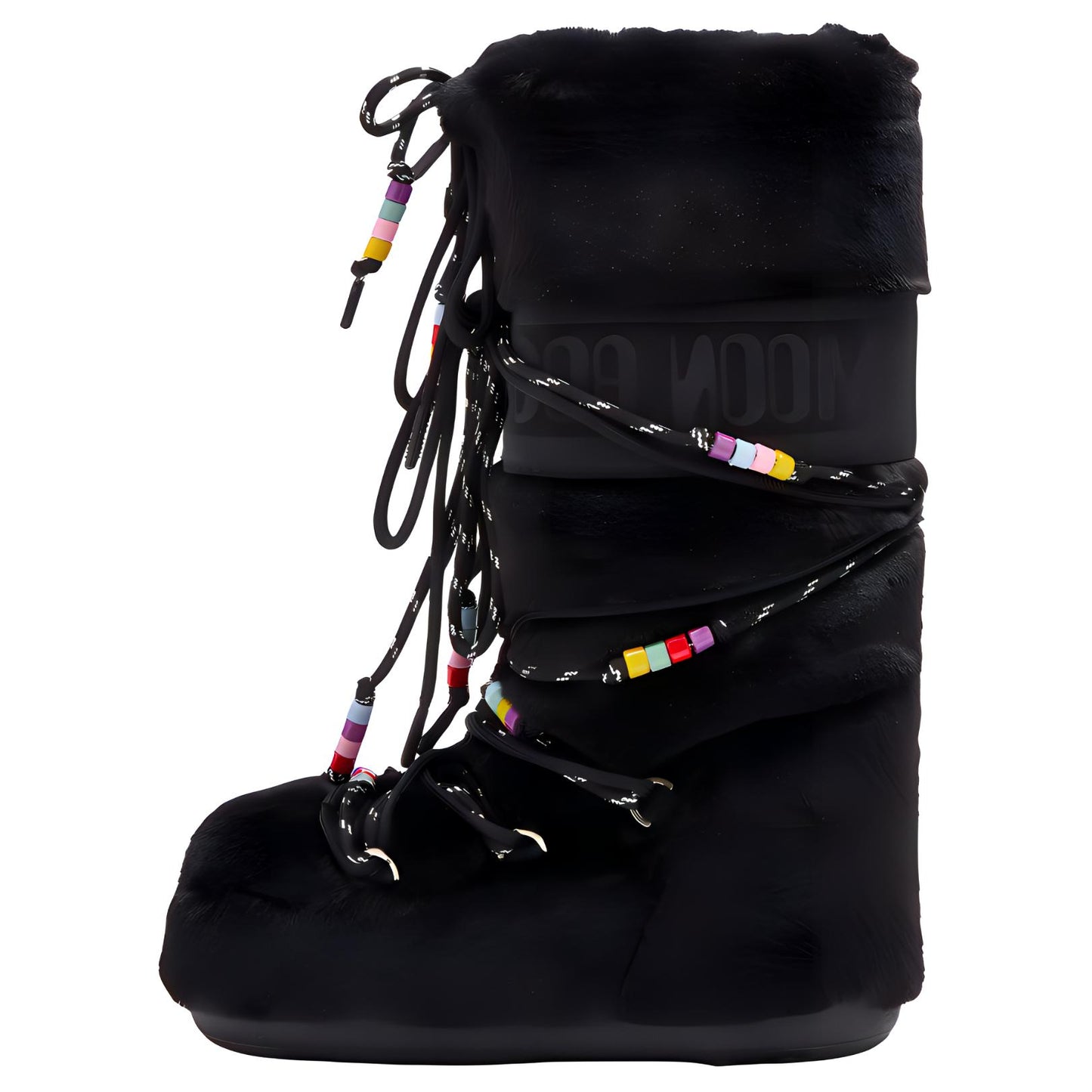 Moon boot icon round toe colourful lace up mid calf snow boots unisex black