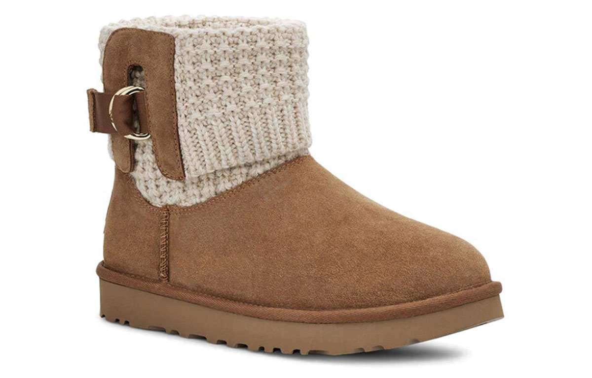 Ugg classic solene mini suede short snow boots women's chestnut brown