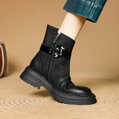 Balletcat воловьей кожи винтаж британский стиль толстым дном фея модный темперамент мода тенденция универсальный личность 16 см мартин сапоги 4,5 см женщин