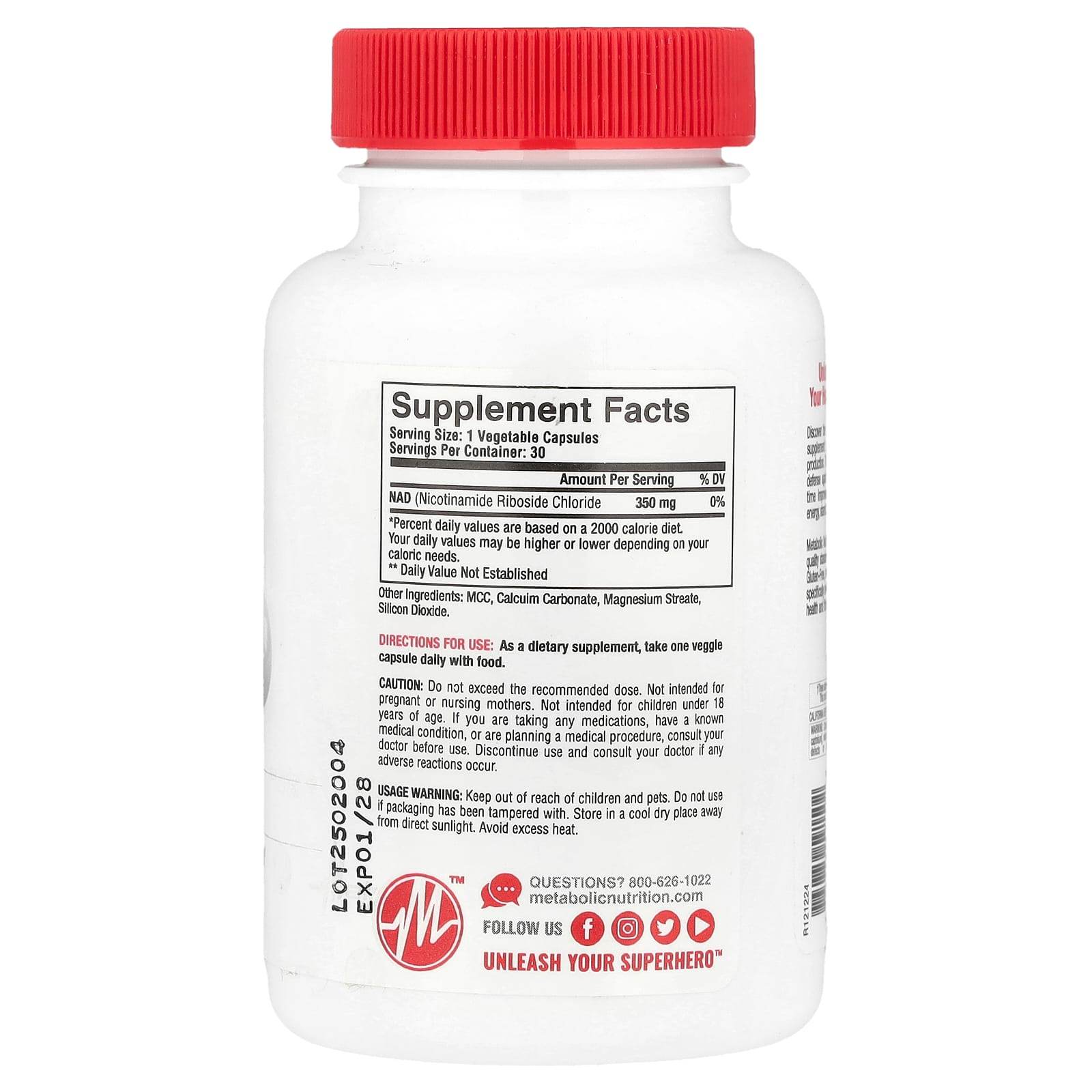 БАД Metabolic Nutrition, NAD DAILY / MAX / MAX+, 30 капсул - Boxette Shop