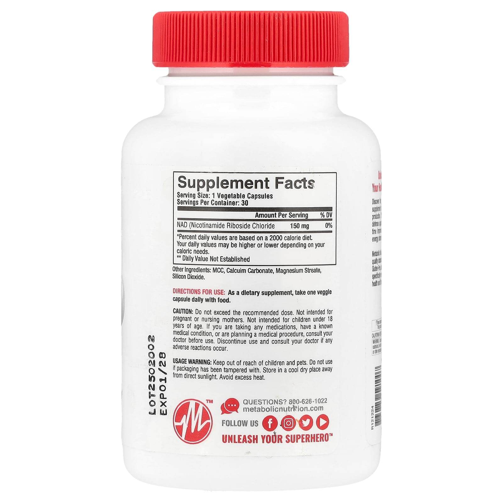 БАД Metabolic Nutrition, NAD DAILY / MAX / MAX+, 30 капсул - Boxette Shop
