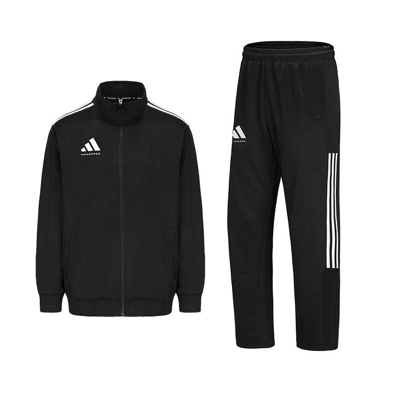 Adidas полосатый логотип логотип стоячий воротник с длинным рукавом куртка пальто средняя талия эластичные брюки повседневная толстовка унисекс черный - Boxette Shop