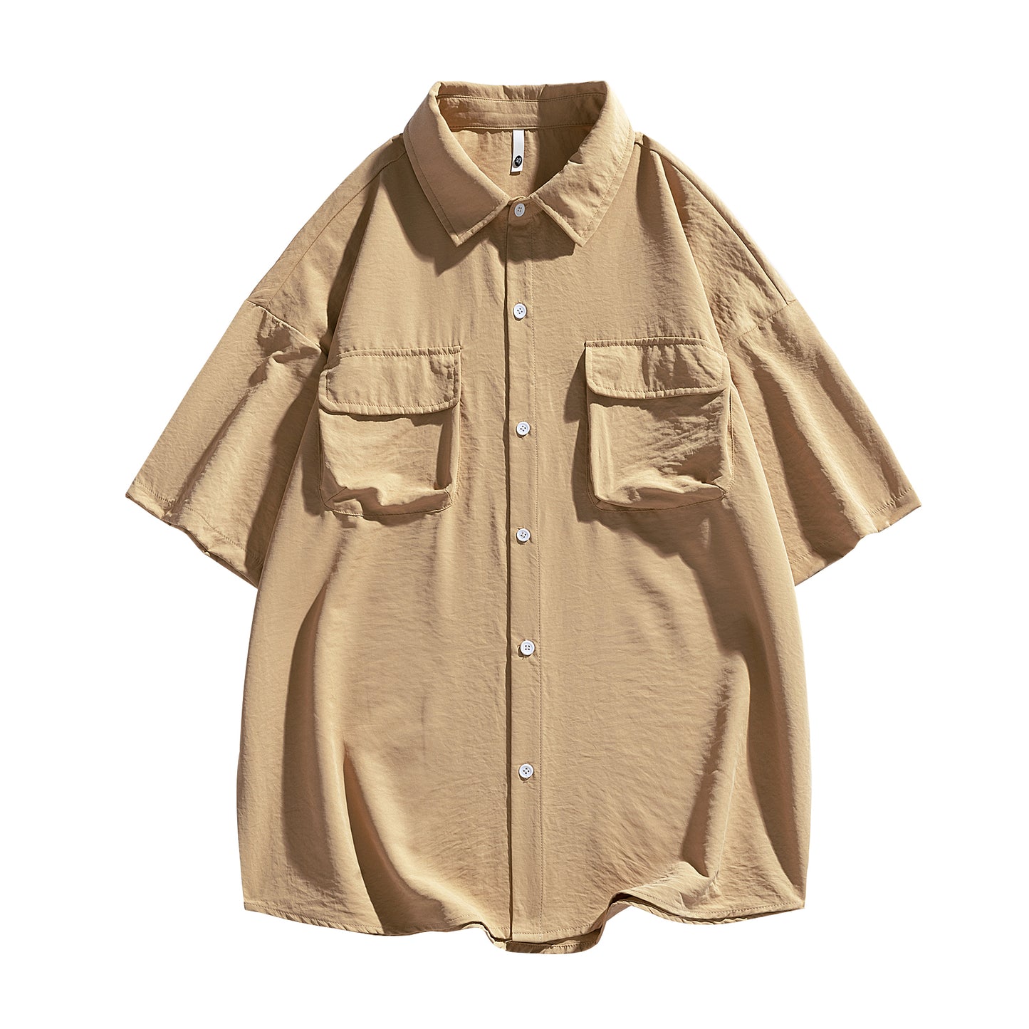 Igoi Amerika yuqori ko'chada qulay moda ish kiyimi nozik kesilgan tasodifiy ko'p qirrali tekis rangli oddiy bo'sh lapel qisqa yengli ko'ylaklar erkaklar va ayollar bir xil