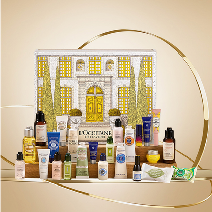 Loccitane 2025 christmas limited edition countdown calendar body care set soothing skin moisturising benefits beauty advent calendar set