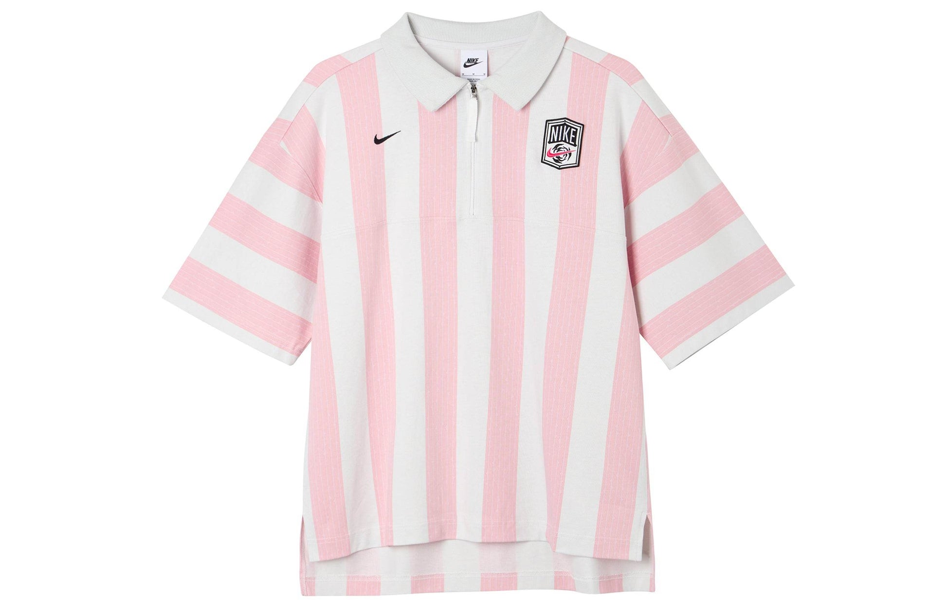 Nike colour block stripe casual printed short sleeve drop sleeve t-shirt women's pink - Boxette Shop