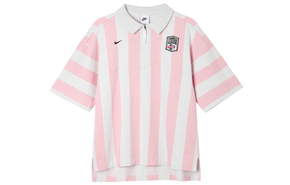 Nike colour block stripe casual printed short sleeve drop sleeve t-shirt women's pink - Boxette Shop