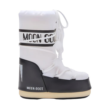 Moon boot colour blocking top drawstring anti-slip waterproof warm snow boots black white children's
