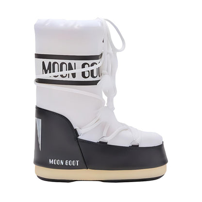 Moon boot colour blocking top drawstring anti-slip waterproof warm snow boots black white children's