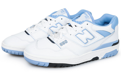 New Balance NB 550 Oq va ko'k rangdagi erkaklar va ayollar uchun past-to'pli retro basketbol poyabzali