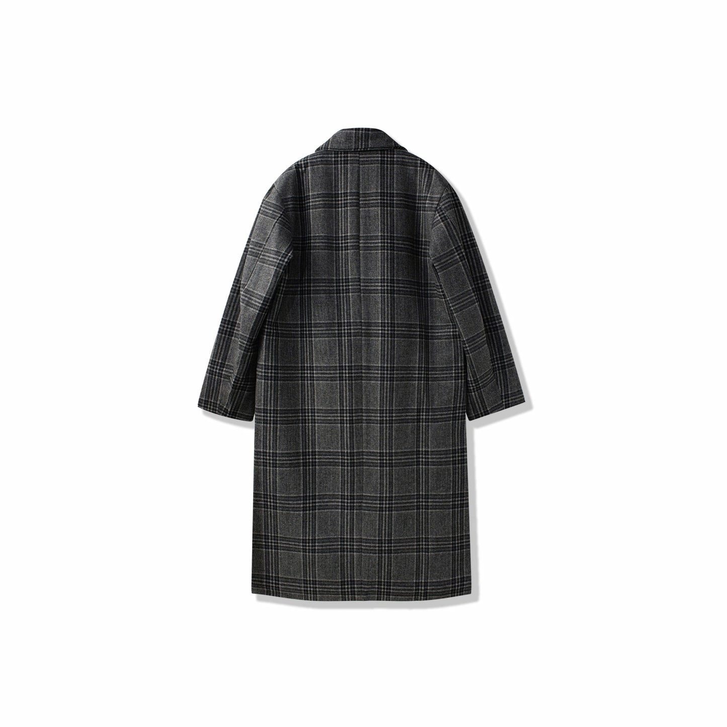 Yumshoq astarli o'rta uzunlikdagi tvid qalin tizzali koreyscha bo'shashgan britan uslubidagi pastki palto bir xil ko'krakli erkaklar va ayollar