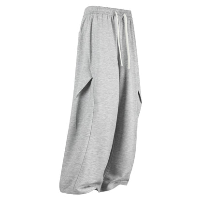 Paddy Julia sof rangdagi plili dekonstruksiyalangan birlashma keng oyoqli Amerika minimalist uslubidagi asosiy bo'lim bo'sh drape tasodifiy ko'p qirrali kundalik ishton erkaklar va ayollar bir xil uslubda