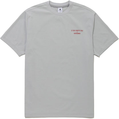 Le Coq Sportif logotipi bosilgan qisqa yengli, bo'yinbog'li futbolka