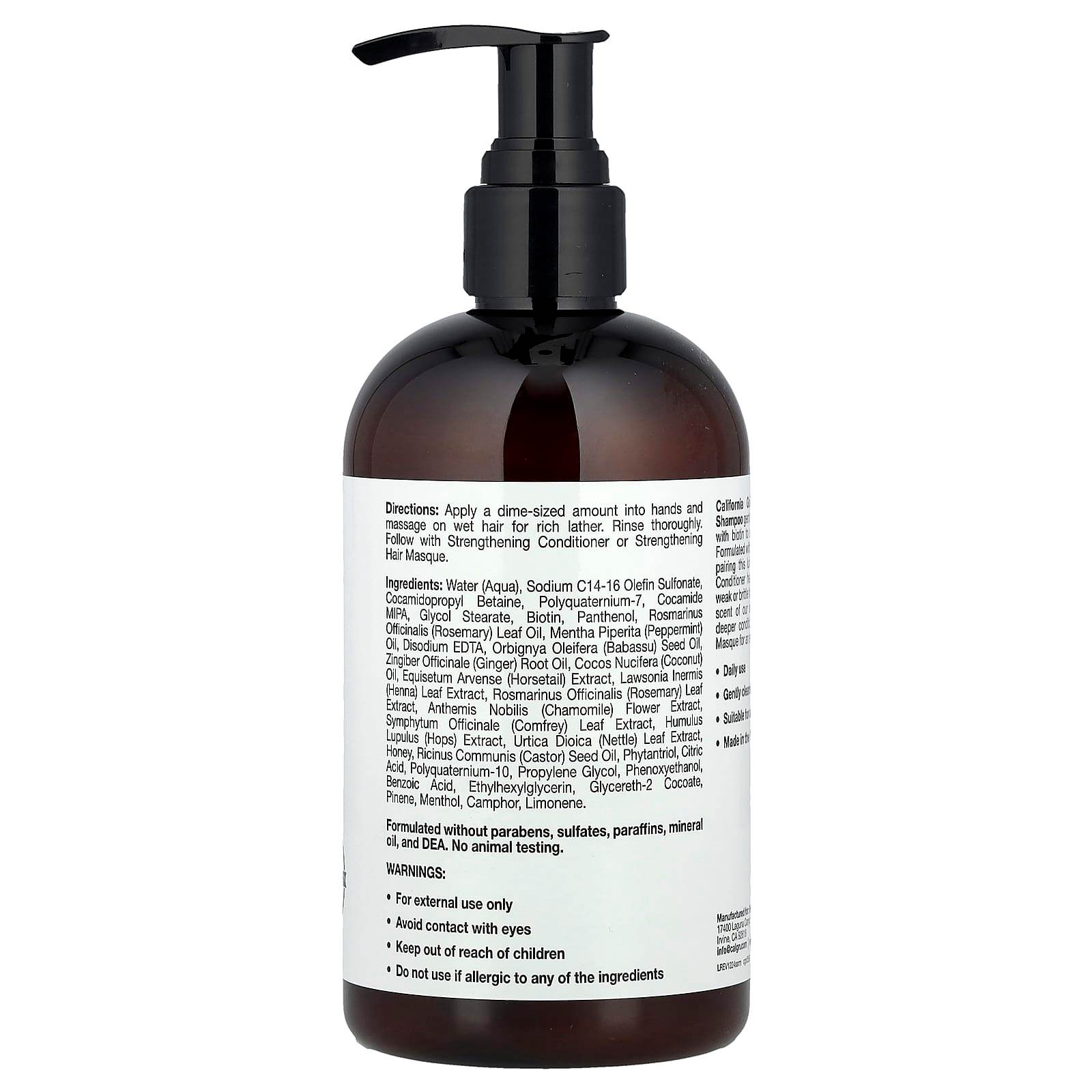 Укрепляющий шампунь California Gold Nutrition, Beauty, розмарин и мята, 355 мл - Boxette Shop