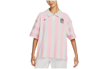 Nike colour block stripe casual printed short sleeve drop sleeve t-shirt women's pink - Boxette Shop
