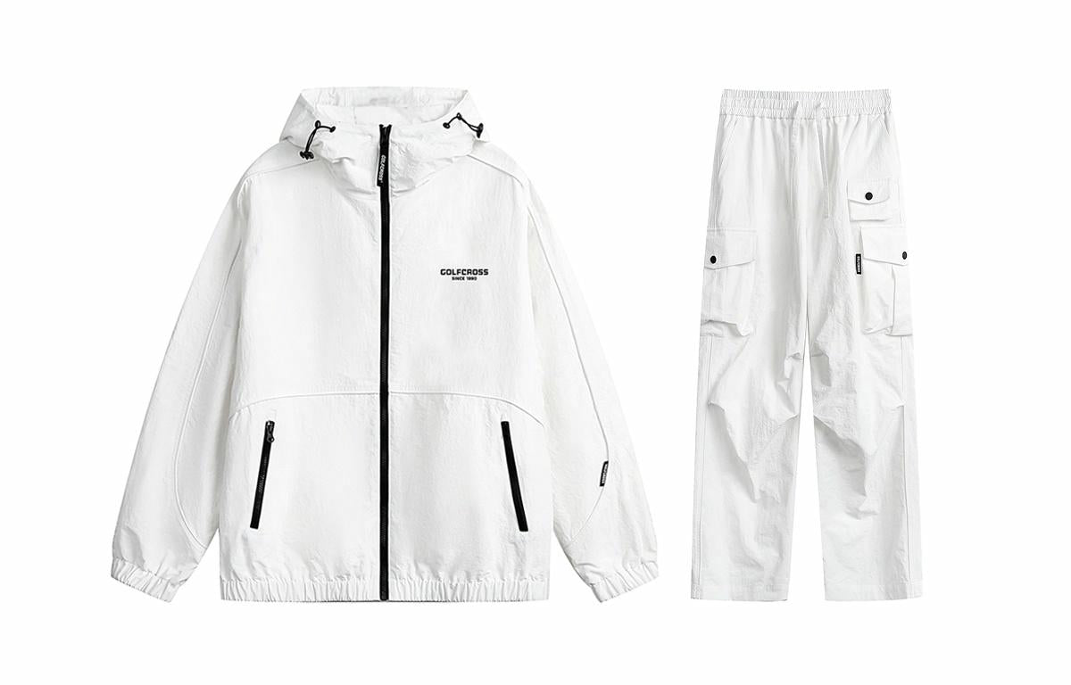 Golfcross asosiy modellari harflar logotipi bosma bir rangli plili ko'p cho'ntakli ish kiyimi tog 'tizimi ochiq havoda dam olish uchun sport kostyumi erkaklar va ayollar modellari